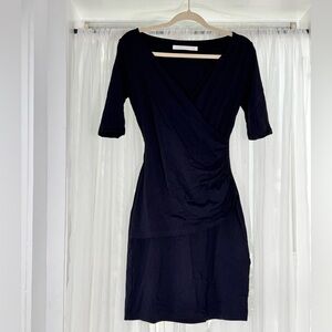 Susana Monaco Black Cocktail Plunge Neck Dress Size M